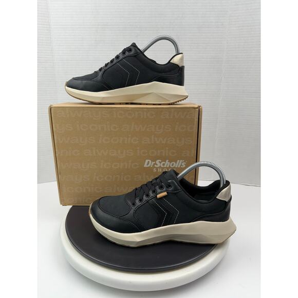 Dr. Scholl's Hannah Retro Women's Size 7 Black Athletic Ribbed Sneaker Shoes NEW - Picture 1 of 11